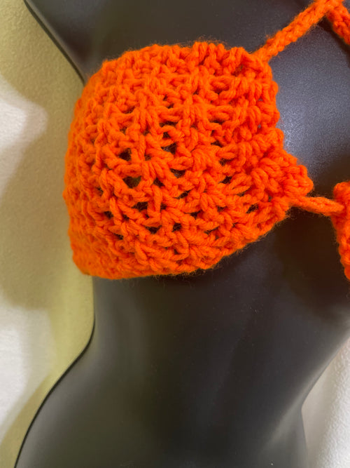 Women’s Crochet Halter Bikini Swim Top Adjustable